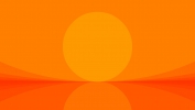 Granice koła - grafika przedstawia pomarańczowe koło odbijające się w linii horyzontu, jakby wodzie, choć całość utrzymana jest w pomarańczach o różnym nasyceniu