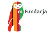 Logotyp mFundacji - kolorowa sowa z napisem mFundacja
